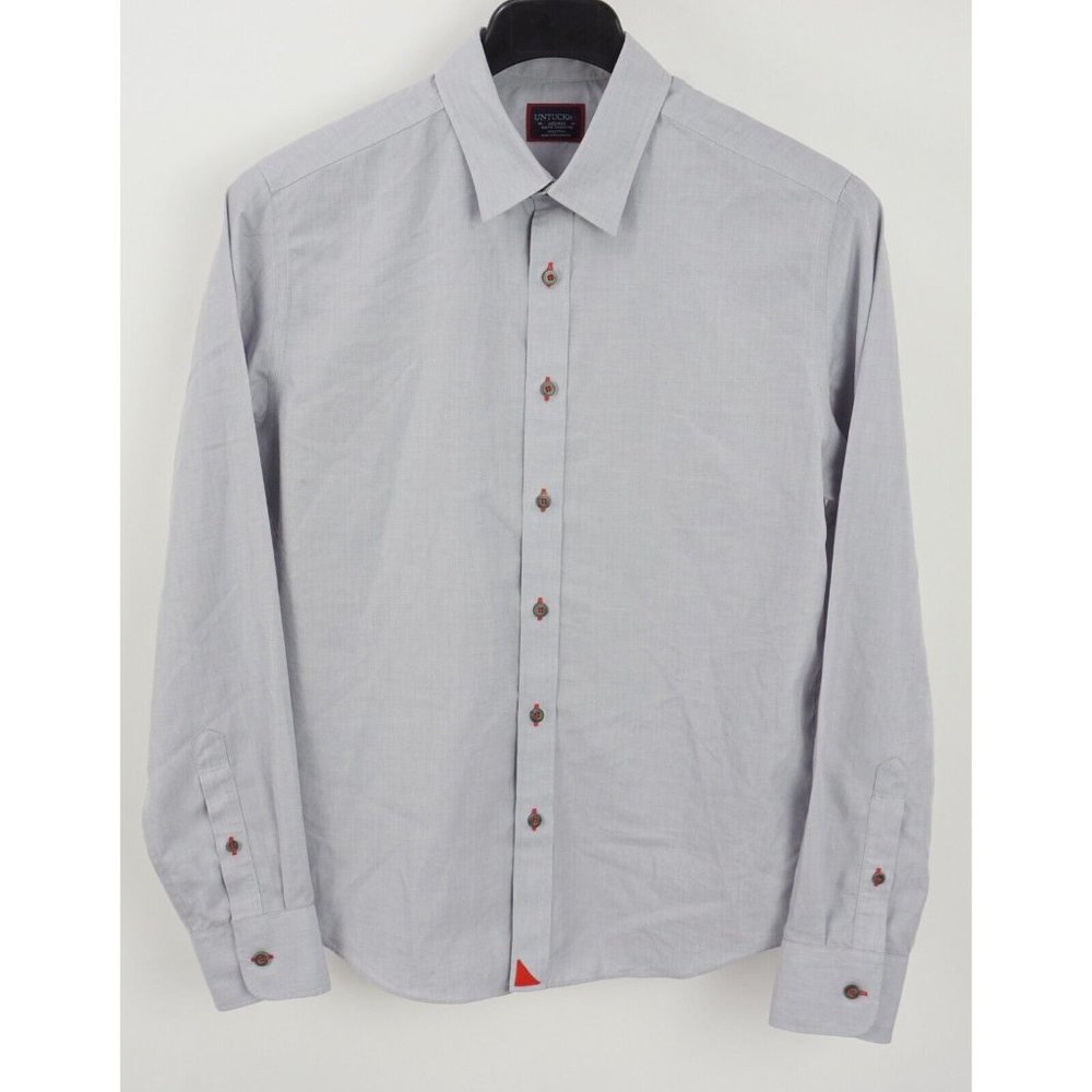 UNTUCKit Rubican Wrinkle Free Men's Medium Slim Long Sleeve Gray Button Up Shirt